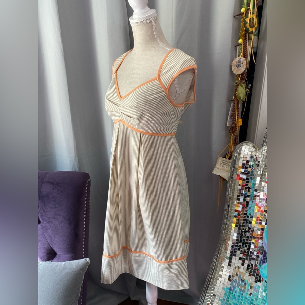 LONDON TIMES SEERSUCKER KNEE LENGTH STRIPED DRESS SIZE 10 MEDIUM LARGE - Picture 4 of 6